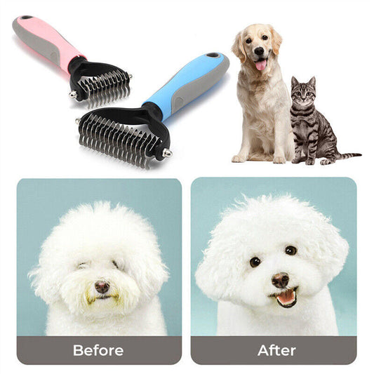 2-in-1 Pet Grooming Brush for Easy Shedding Control