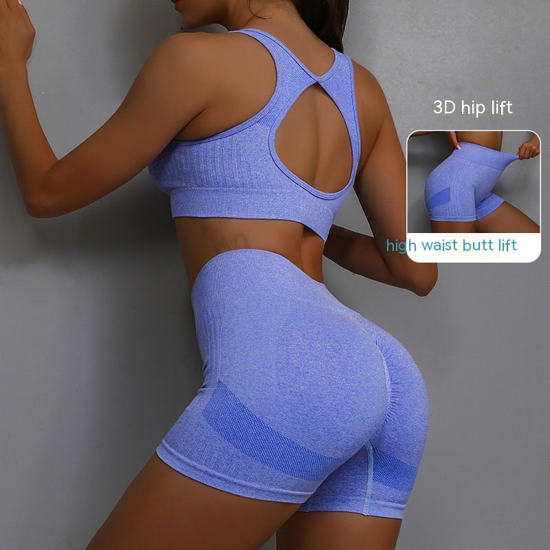 Women’s Fitness Set: Comfortable Shorts and Hollow-Back Sports Bra
