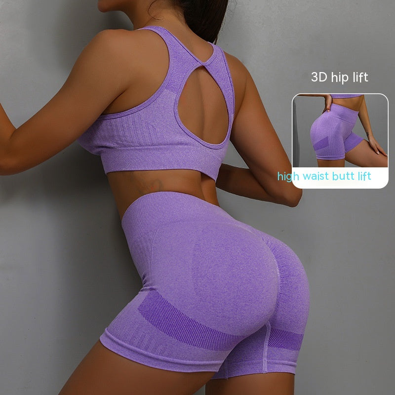 Women’s Fitness Set: Comfortable Shorts and Hollow-Back Sports Bra