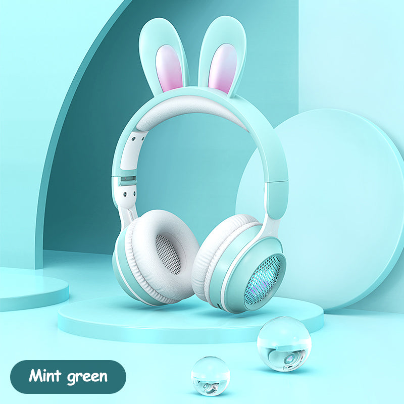 Glow-in-the-Dark Bunny Ear Wireless Headphones for Kids