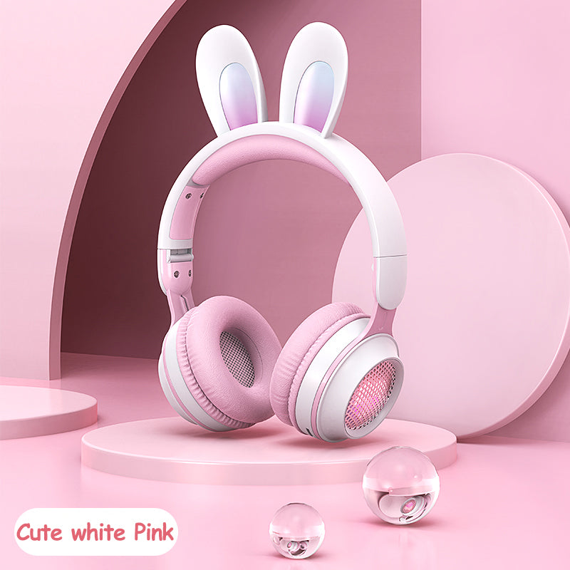 Glow-in-the-Dark Bunny Ear Wireless Headphones for Kids