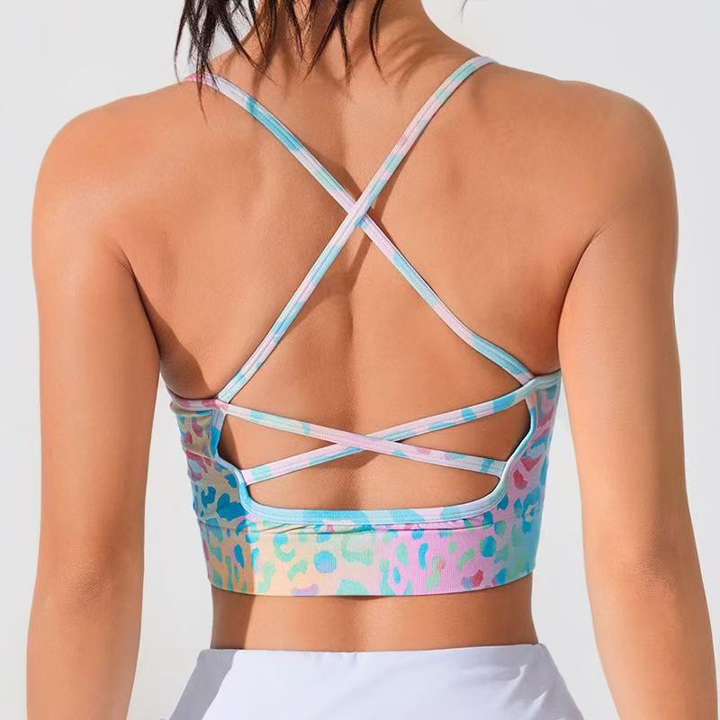 Floral Cross-Back Sports Bra with Lightweight Summer Comfort
