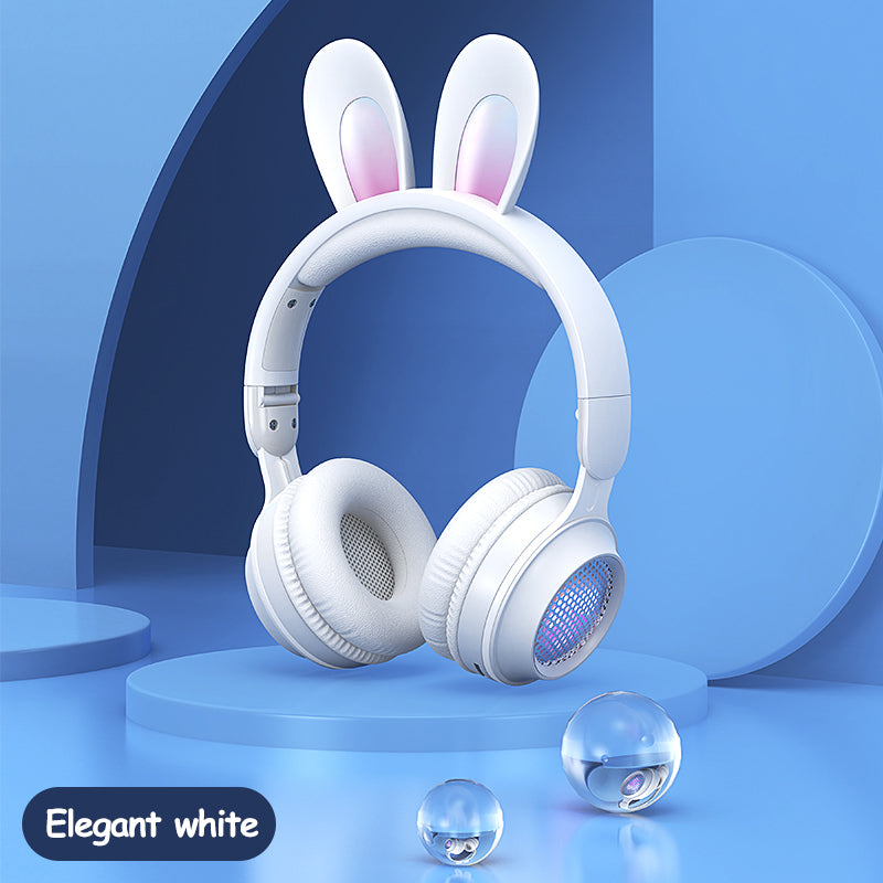 Glow-in-the-Dark Bunny Ear Wireless Headphones for Kids