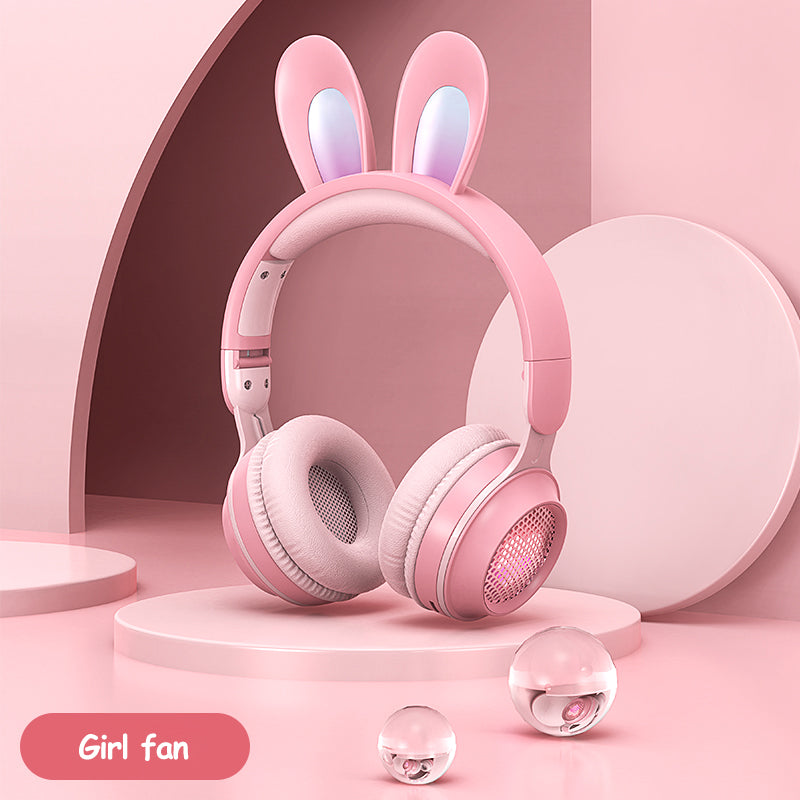 Glow-in-the-Dark Bunny Ear Wireless Headphones for Kids