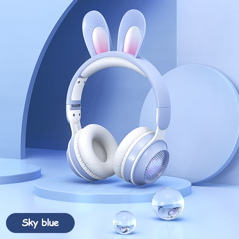 Glow-in-the-Dark Bunny Ear Wireless Headphones for Kids
