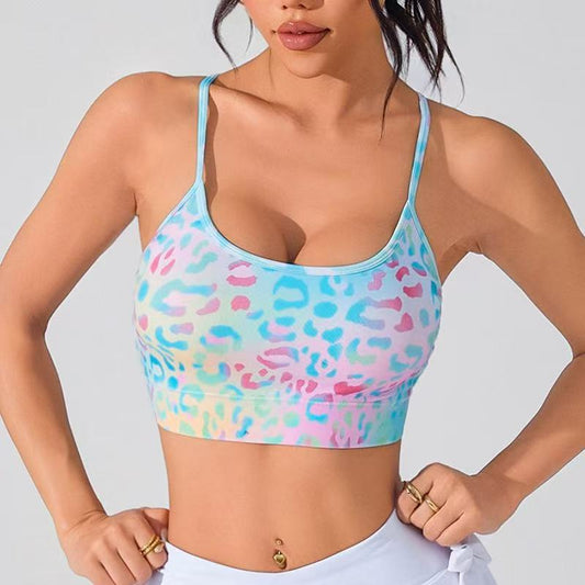 Floral Cross-Back Sports Bra with Lightweight Summer Comfort